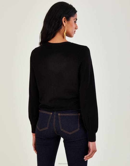 Monsoon نحيف سترة مزخرفة بكسرات مع لينزينج إيكوفيرو D68H537 ملابس أسود