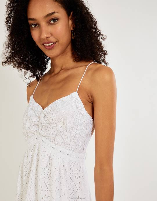 Monsoon نحيف فستان زفاف ماكسي من الدانتيل بحاشية من كارلا D68H539 ملابس عاج