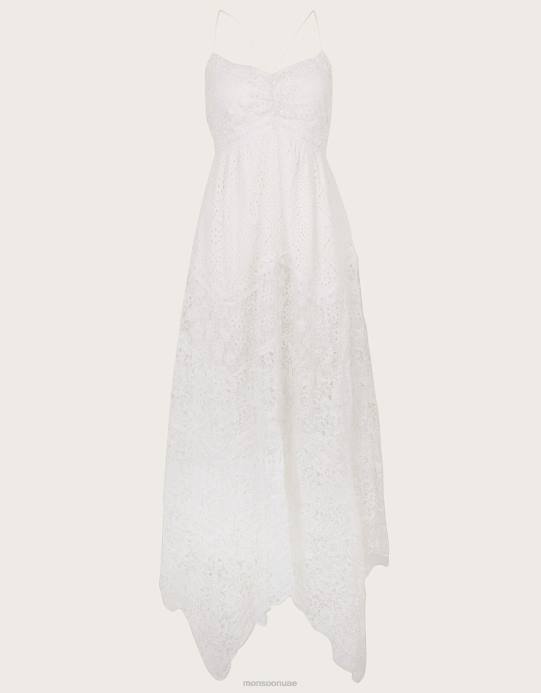 Monsoon نحيف فستان زفاف ماكسي من الدانتيل بحاشية من كارلا D68H539 ملابس عاج