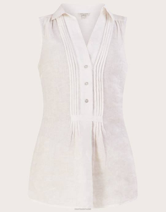 Monsoon نحيف سترة من الكتان طويلة من البريل D68H550 ملابس أبيض