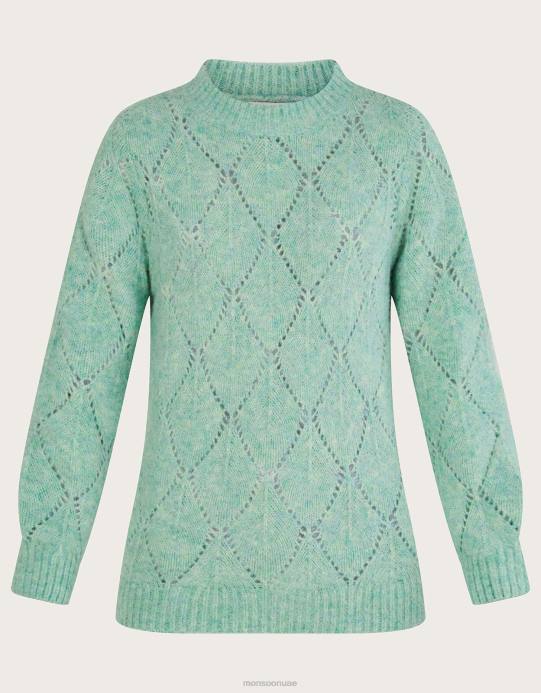 Monsoon نحيف سترة طويلة بخياطة ماسية مع بوليستر معاد تدويره D68H555 ملابس أخضر