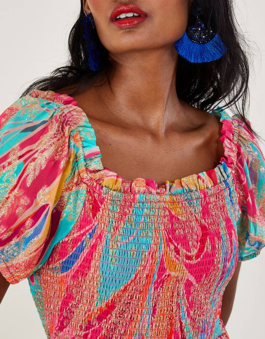 Monsoon نحيف فستان آرييل ميتاليك ماكسي D68H558 ملابس متعدد