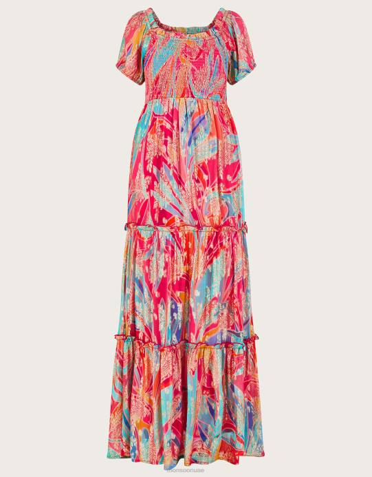 Monsoon نحيف فستان آرييل ميتاليك ماكسي D68H558 ملابس متعدد