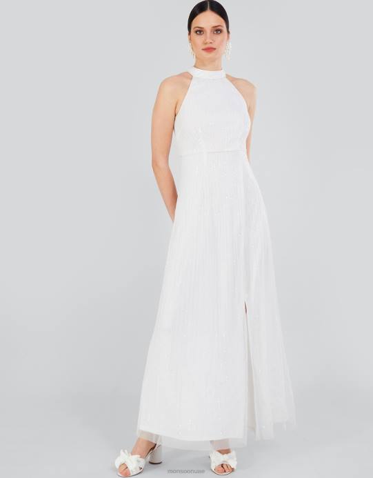 Monsoon نحيف فستان زفاف ماكسي مزين بحمالات من نيكيتا D68H559 ملابس عاج