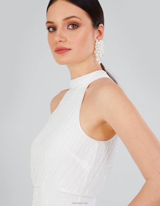 Monsoon نحيف فستان زفاف ماكسي مزين بحمالات من نيكيتا D68H559 ملابس عاج