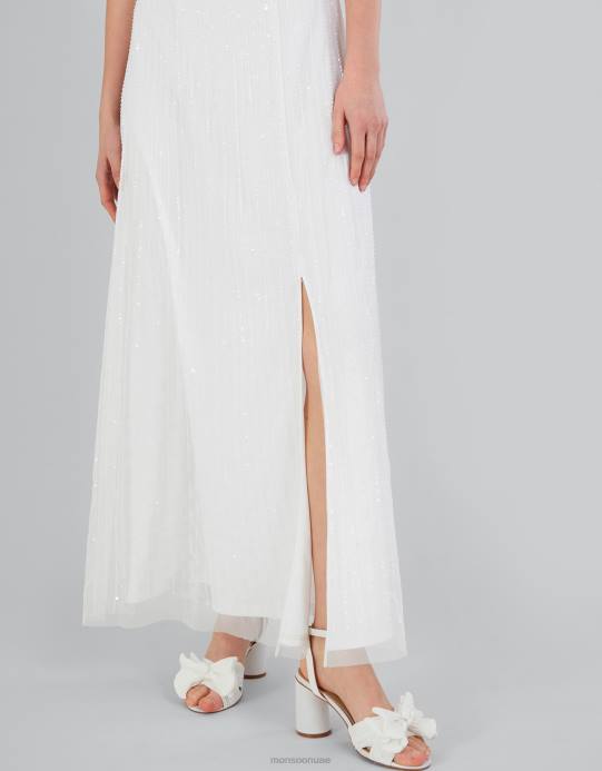 Monsoon نحيف فستان زفاف ماكسي مزين بحمالات من نيكيتا D68H559 ملابس عاج