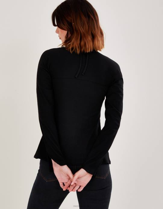 Monsoon نحيف قطعة علوية من الجيرسيه بفتحات D68H561 ملابس أسود