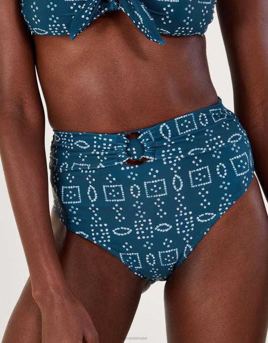 Monsoon نحيف قطعة بيكيني سفلية مطبوعة بصبغة الباتيك من البوليستر المعاد تدويره D68H562 ملابس الأزرق الداكن)