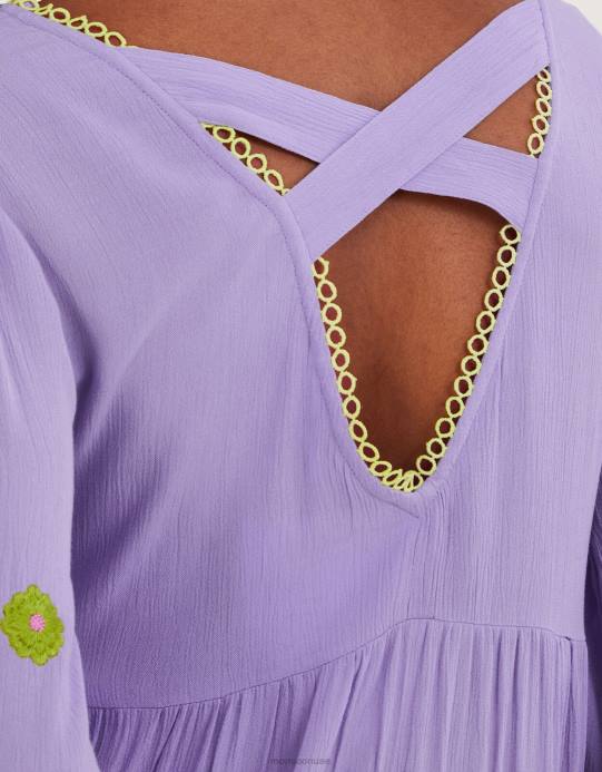 Monsoon نحيف فستان قفطان مطرز فاخر من لينزينج إيكوفيرو D68H563 ملابس الأرجواني (أرجواني)