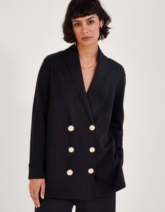 Monsoon نحيف سيا شال معطفيغان D68H56 ملابس أسود