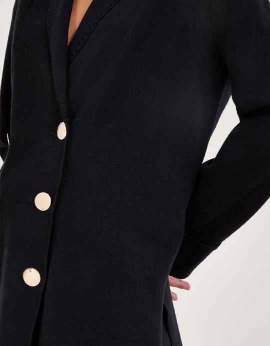 Monsoon نحيف سيا شال معطفيغان D68H56 ملابس أسود