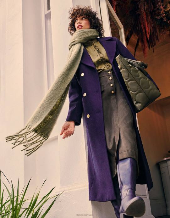 Monsoon نحيف معطف فانيسا بتنورة من مزيج الصوف D68H570 ملابس الأزرق الداكن)