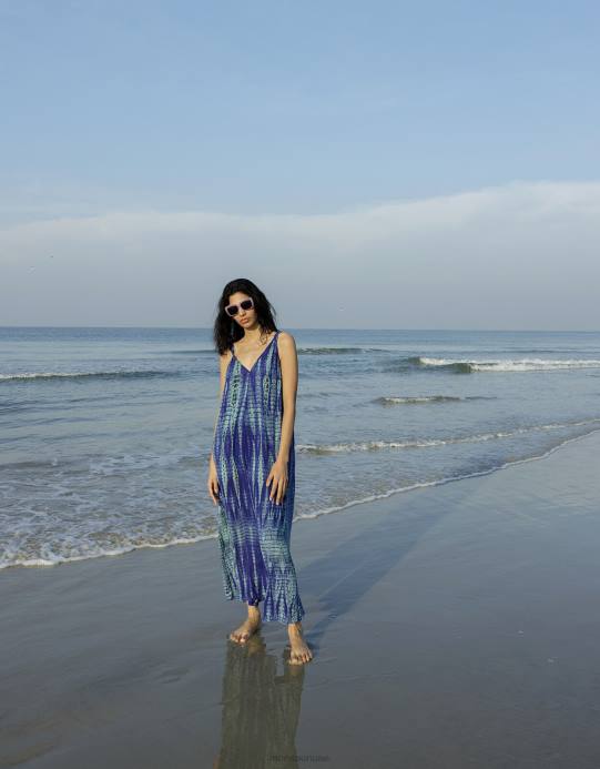 Monsoon نحيف بذلة مصبوغة بأرجل واسعة في لينزينغ إيكوفيرو D68H576 ملابس أزرق