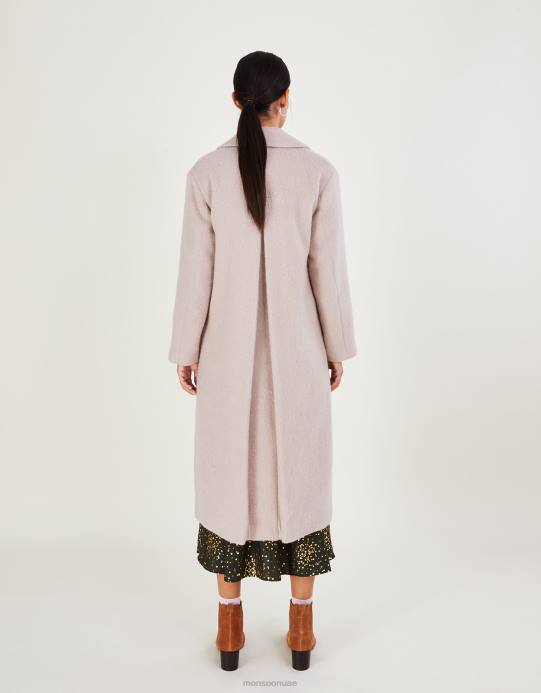 Monsoon نحيف معطف جيني الذكي من الصوف المصقول مع البوليستر المعاد تدويره D68H579 ملابس لون القرنفل