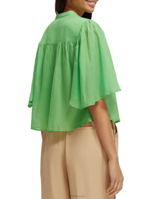 Monsoon نحيف قميص سكوتش وصودا بأكمام رفرفة D68H582 ملابس أخضر