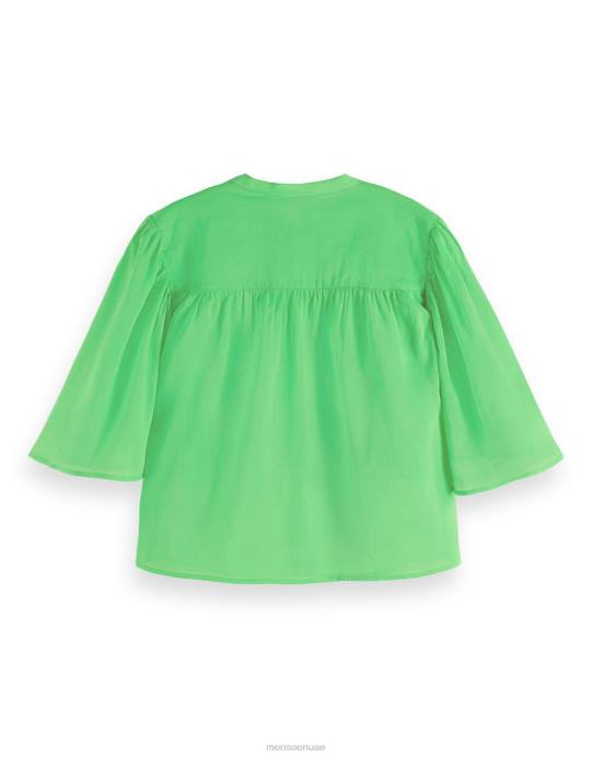 Monsoon نحيف قميص سكوتش وصودا بأكمام رفرفة D68H582 ملابس أخضر