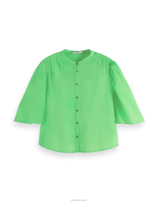 Monsoon نحيف قميص سكوتش وصودا بأكمام رفرفة D68H582 ملابس أخضر