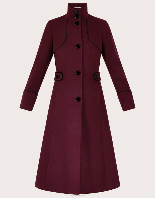 Monsoon نحيف معطف فيونا بو ذو أطراف قمع D68H589 ملابس الأحمر (التوت)