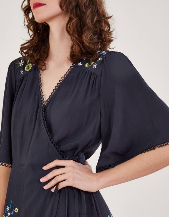 Monsoon نحيف فستان ملفوف أوليا D68H590 ملابس الأزرق الداكن)