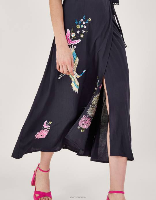 Monsoon نحيف فستان ملفوف أوليا D68H590 ملابس الأزرق الداكن)