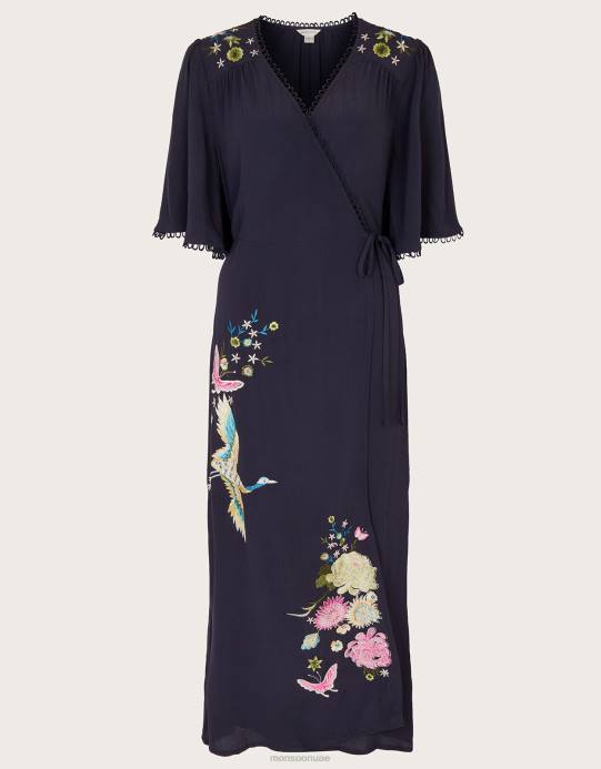 Monsoon نحيف فستان ملفوف أوليا D68H590 ملابس الأزرق الداكن)