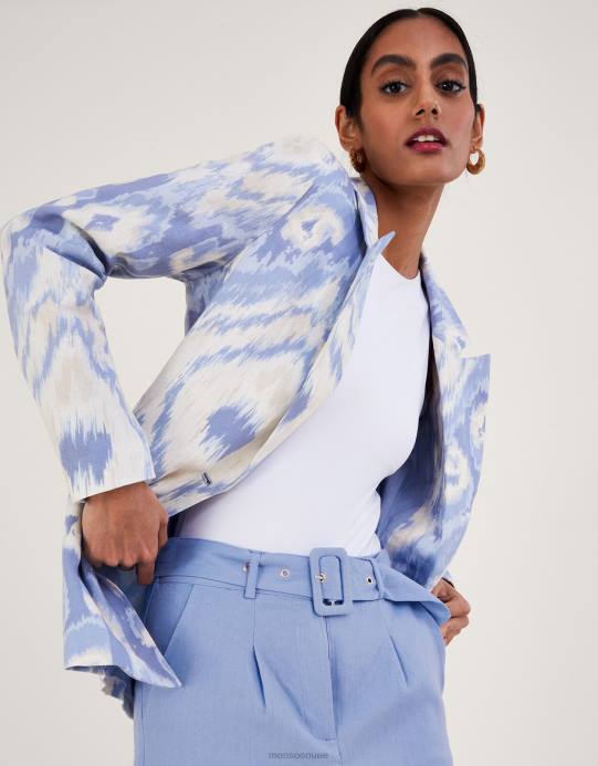 Monsoon نحيف سترة بيجي من مزيج الكتان D68H596 ملابس أزرق