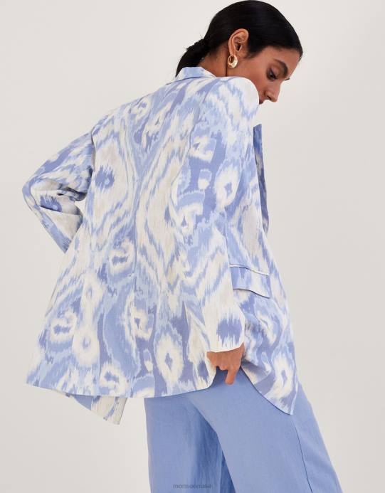 Monsoon نحيف سترة بيجي من مزيج الكتان D68H596 ملابس أزرق