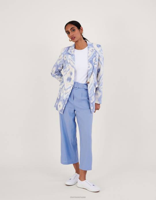 Monsoon نحيف سترة بيجي من مزيج الكتان D68H596 ملابس أزرق