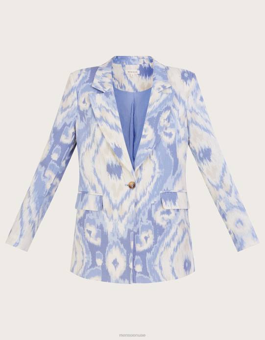 Monsoon نحيف سترة بيجي من مزيج الكتان D68H596 ملابس أزرق