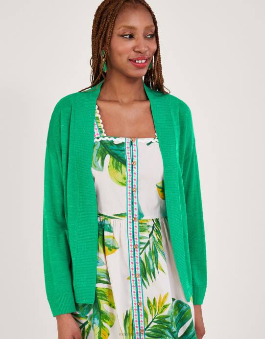 Monsoon نحيف سترة جيب من مزيج الكتان D68H599 ملابس أخضر