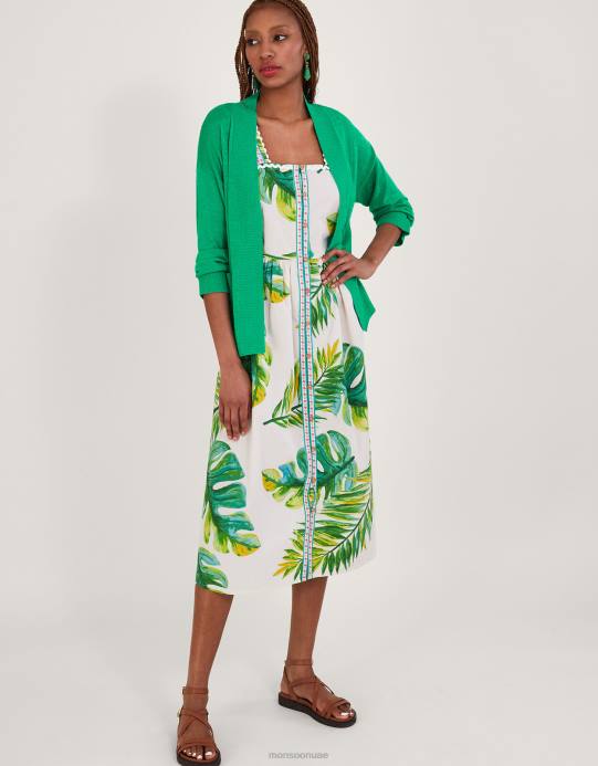 Monsoon نحيف سترة جيب من مزيج الكتان D68H599 ملابس أخضر