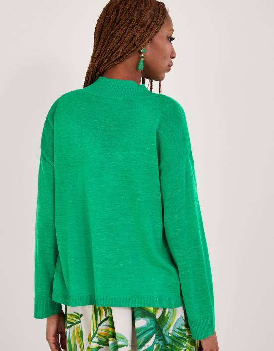 Monsoon نحيف سترة جيب من مزيج الكتان D68H599 ملابس أخضر