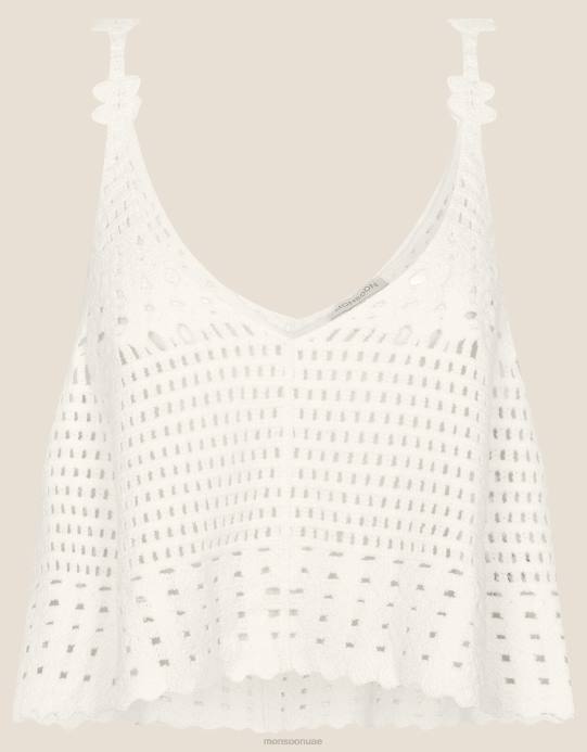 Monsoon نحيف أعلى الكروشيه كامي D68H608 ملابس أبيض