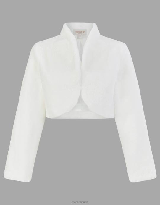 Monsoon نحيف سترة ميلاني للزفاف من الفرو الصناعي D68H609 ملابس عاج