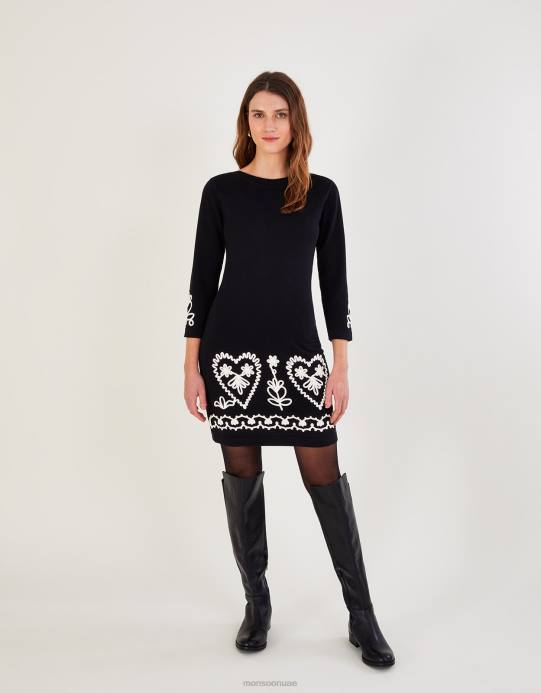 Monsoon نحيف فستان كورنيللي الذكي من القطن المستدام D68H611 ملابس أسود