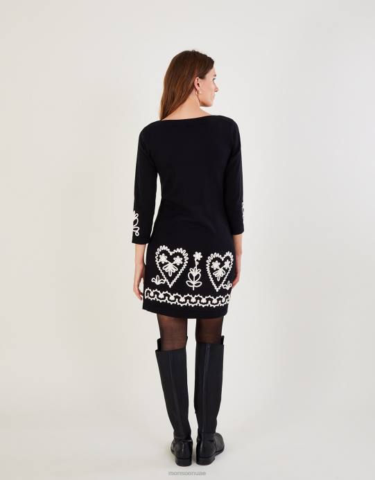 Monsoon نحيف فستان كورنيللي الذكي من القطن المستدام D68H611 ملابس أسود