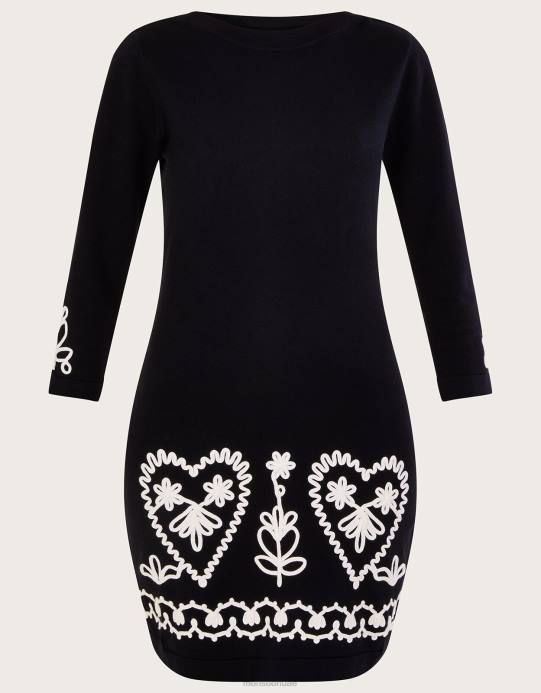 Monsoon نحيف فستان كورنيللي الذكي من القطن المستدام D68H611 ملابس أسود