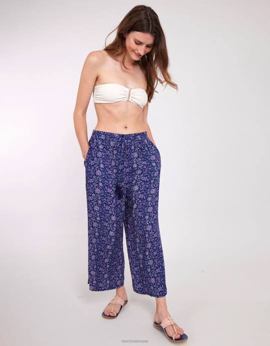 Monsoon نحيف بنطلون مجعد من إيست أليس D68H612 ملابس الأزرق الداكن)