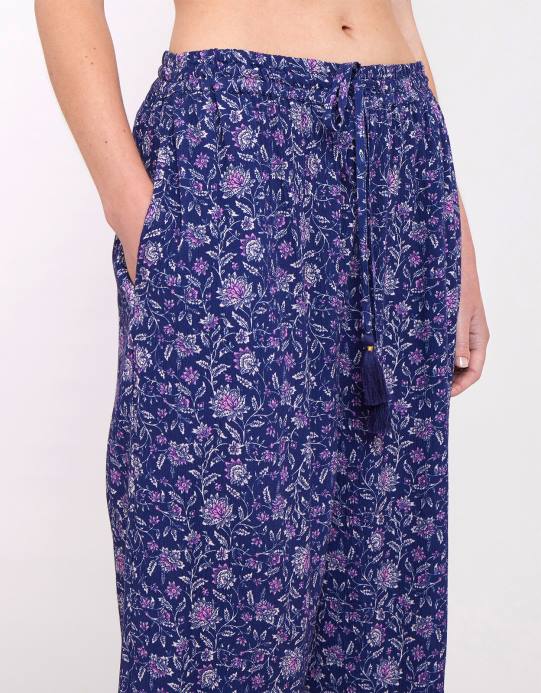 Monsoon نحيف بنطلون مجعد من إيست أليس D68H612 ملابس الأزرق الداكن)