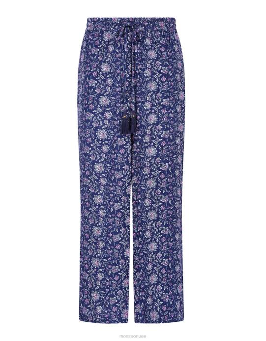 Monsoon نحيف بنطلون مجعد من إيست أليس D68H612 ملابس الأزرق الداكن)