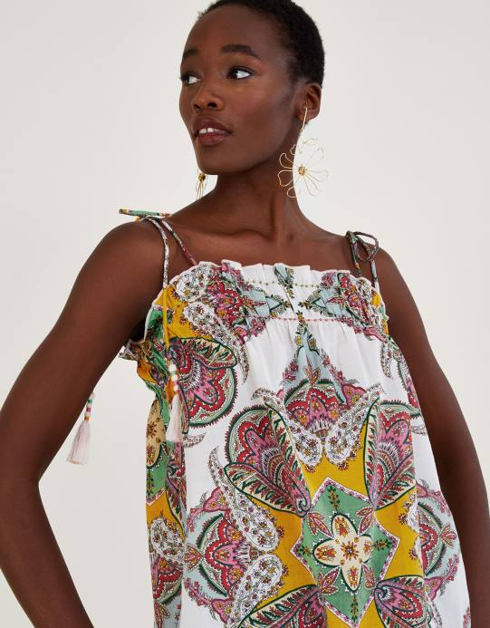 Monsoon نحيف كامي بطبعة وشاح بيزلي من القطن المستدام D68H614 ملابس متعدد