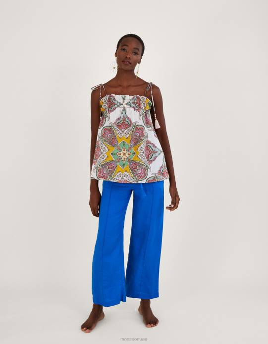 Monsoon نحيف كامي بطبعة وشاح بيزلي من القطن المستدام D68H614 ملابس متعدد