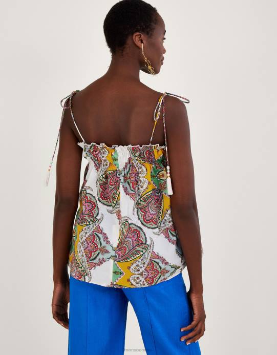 Monsoon نحيف كامي بطبعة وشاح بيزلي من القطن المستدام D68H614 ملابس متعدد