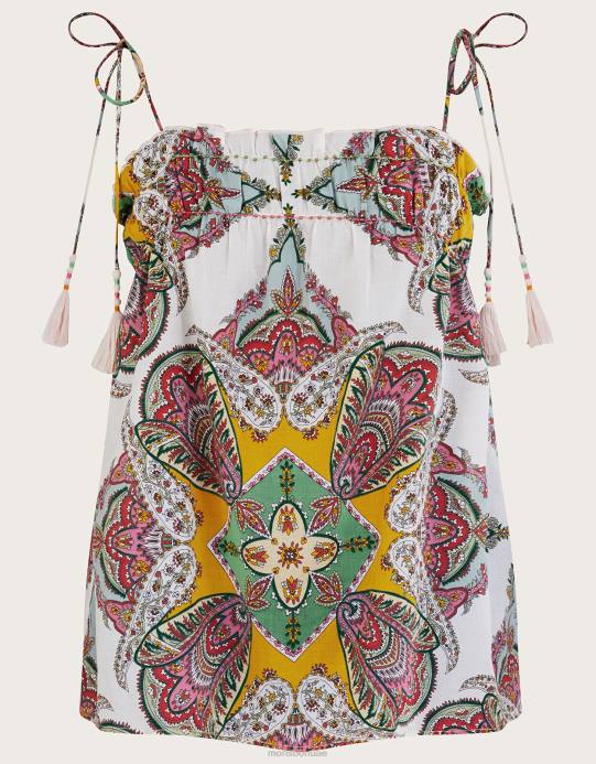 Monsoon نحيف كامي بطبعة وشاح بيزلي من القطن المستدام D68H614 ملابس متعدد