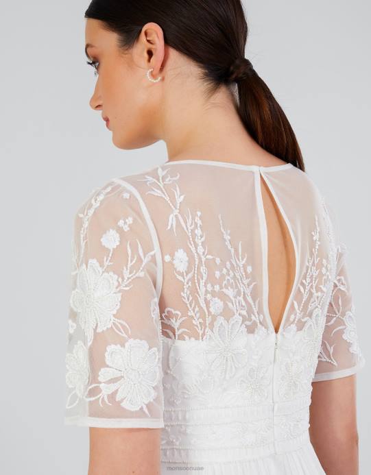 Monsoon نحيف علي فستان زفاف ماكسي مطرز D68H616 ملابس عاج