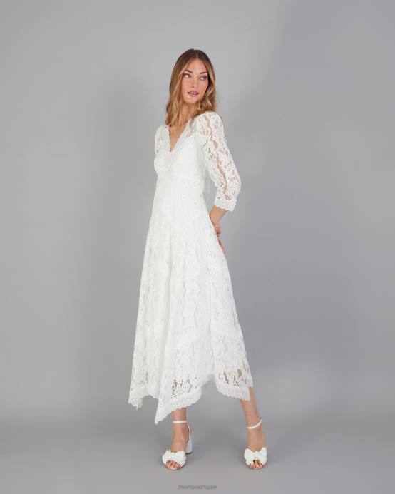 Monsoon نحيف فستان زفاف من الدانتيل بحاشية من إيميلي D68H617 ملابس عاج