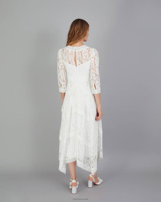 Monsoon نحيف فستان زفاف من الدانتيل بحاشية من إيميلي D68H617 ملابس عاج