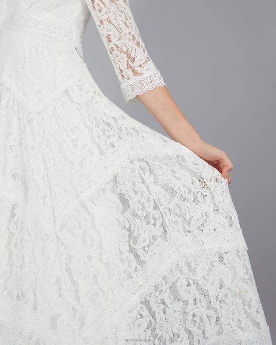Monsoon نحيف فستان زفاف من الدانتيل بحاشية من إيميلي D68H617 ملابس عاج