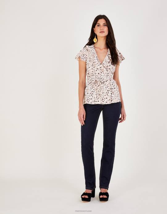 Monsoon نحيف بنطال جينز بيلا مستقيم من القطن المستدام D68H618 ملابس الأزرق (نيلي)