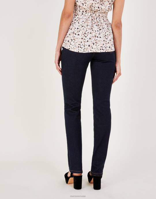 Monsoon نحيف بنطال جينز بيلا مستقيم من القطن المستدام D68H618 ملابس الأزرق (نيلي)